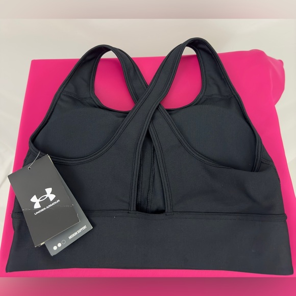 UNDER ARMOUR Black Women's Crossback Longline Medium-Impact Sports Bra  … - Picture 4 of 9